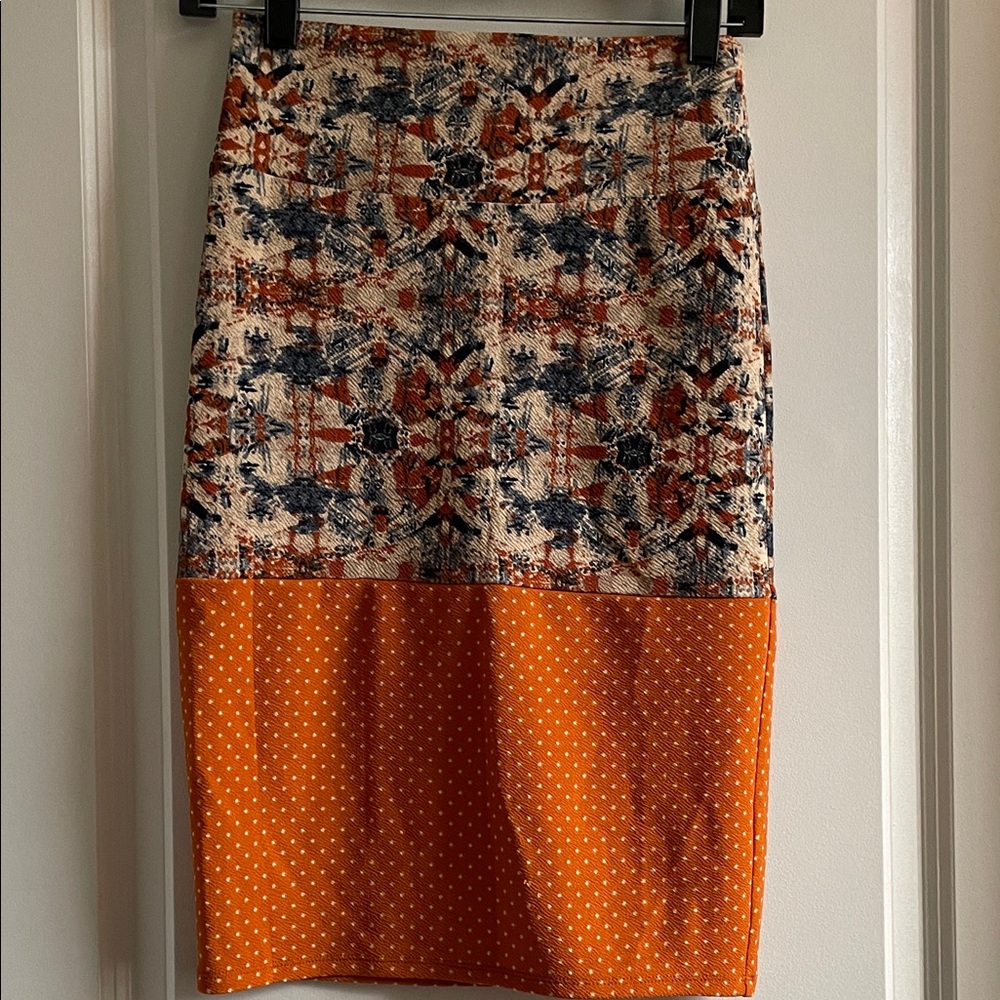 BOGO LuLaRoe Cassie Orange and Multicolor Pencil Skirt